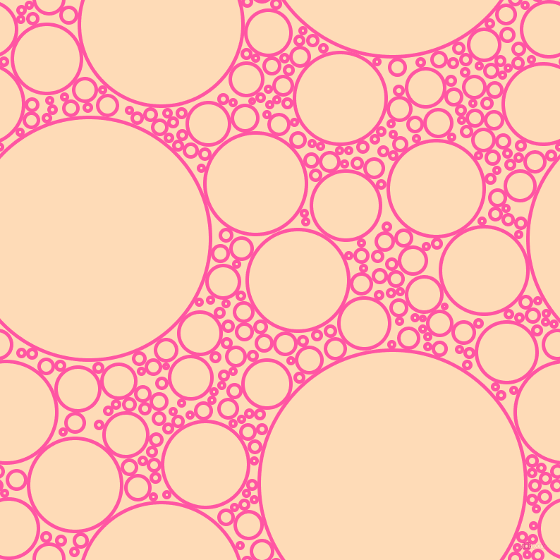 bubbles, circles, sponge, big, medium, small, 5 pixel line width, Brilliant Rose and Sandy Beach circles bubbles sponge soap seamless tileable