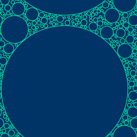 bubbles, circles, sponge, big, medium, small, 3 pixel line width, Caribbean Green and Prussian Blue circles bubbles sponge soap seamless tileable