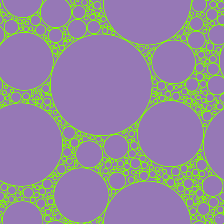 bubbles, circles, sponge, big, medium, small, 3 pixel line width, Chartreuse and Purple Mountain