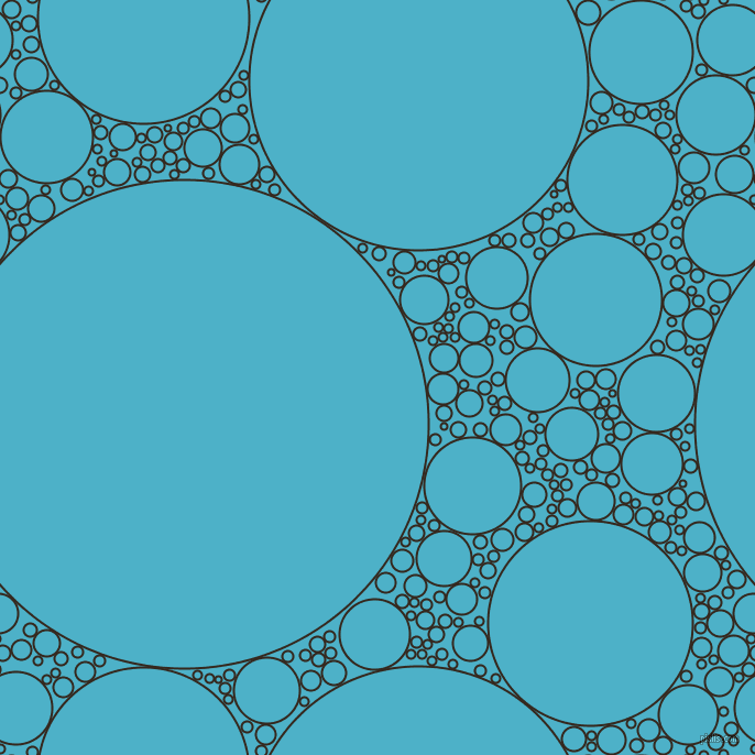 bubbles, circles, sponge, big, medium, small, 2 pixel line width, Cocoa Brown and Viking circles bubbles sponge soap seamless tileable