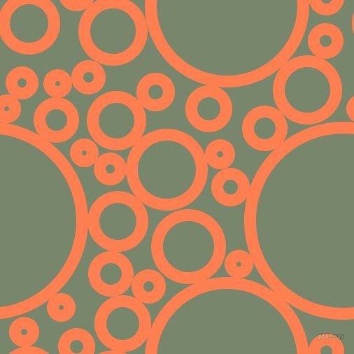 bubbles, circles, sponge, big, medium, small, 17 pixel line width, Coral and Camouflage Green circles bubbles sponge soap seamless tileable