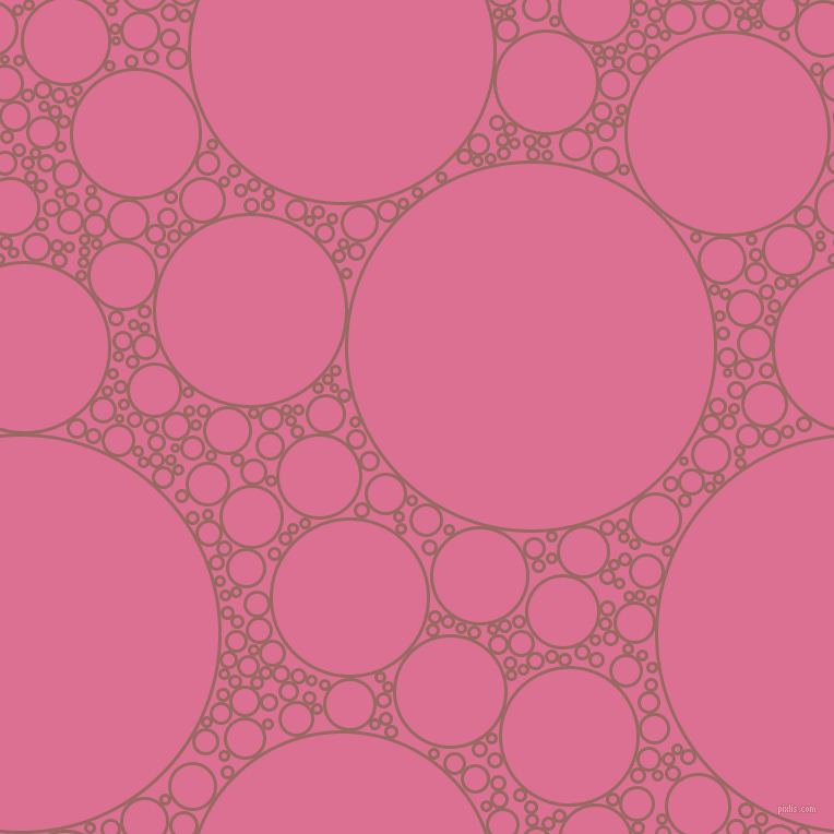 bubbles, circles, sponge, big, medium, small, 3 pixel line width, Dark Chestnut and Pale Violet Red circles bubbles sponge soap seamless tileable