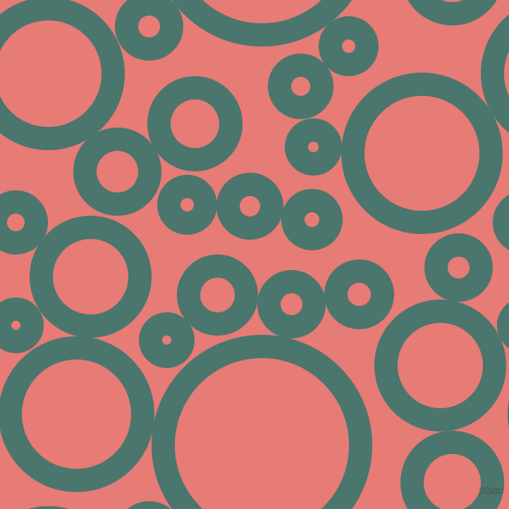 bubbles, circles, sponge, big, medium, small, 33 pixel line width, Dark Green Copper and Geraldine circles bubbles sponge soap seamless tileable