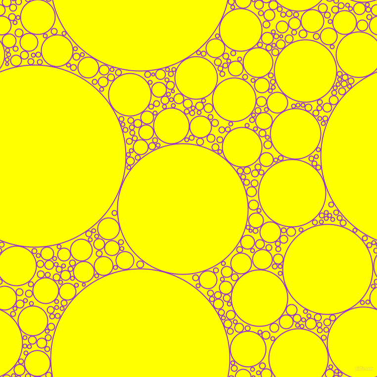 bubbles, circles, sponge, big, medium, small, 2 pixel line width, Dark Orchid and Yellow circles bubbles sponge soap seamless tileable