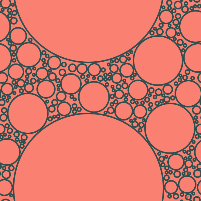 bubbles, circles, sponge, big, medium, small, 5 pixel line width, Dark Slate Grey and Salmon circles bubbles sponge soap seamless tileable