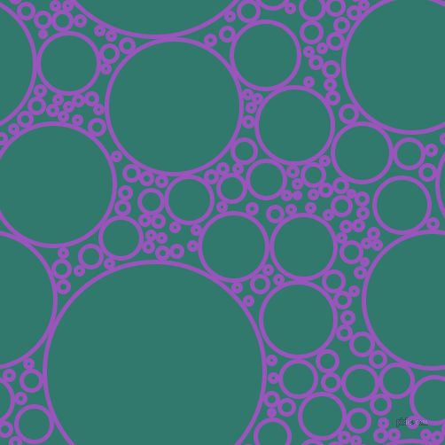 bubbles, circles, sponge, big, medium, small, 5 pixel line width, Deep Lilac and Genoa circles bubbles sponge soap seamless tileable