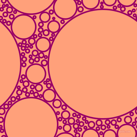 bubbles, circles, sponge, big, medium, small, 5 pixel line width, Eggplant and Light Salmon circles bubbles sponge soap seamless tileable