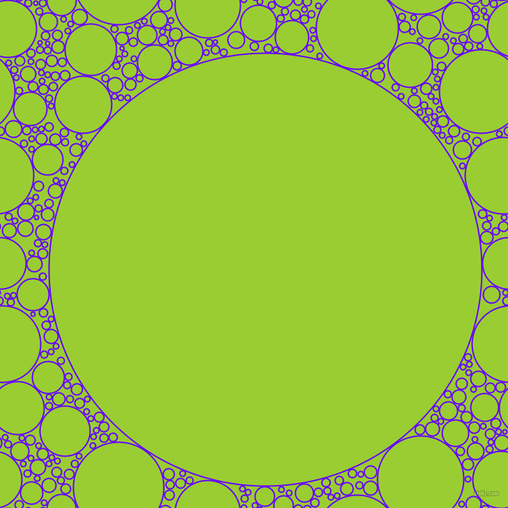 bubbles, circles, sponge, big, medium, small, 2 pixel line width, Electric Indigo and Yellow Green circles bubbles sponge soap seamless tileable