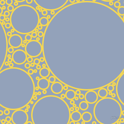 bubbles, circles, sponge, big, medium, small, 5 pixel line width, Energy Yellow and Rock Blue circles bubbles sponge soap seamless tileable