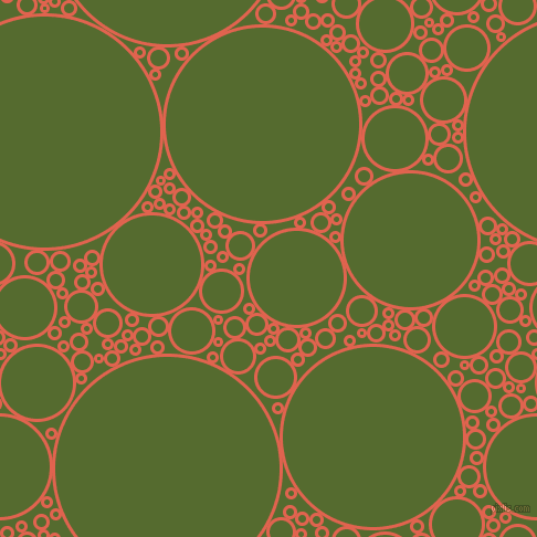 bubbles, circles, sponge, big, medium, small, 3 pixel line width, Flamingo and Dark Olive Green circles bubbles sponge soap seamless tileable