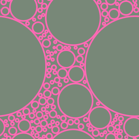 bubbles, circles, sponge, big, medium, small, 5 pixel line width, Hot Pink and Davy