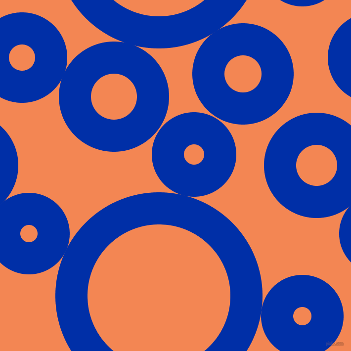 bubbles, circles, sponge, big, medium, small, 65 pixel line width, International Klein Blue and Crusta circles bubbles sponge soap seamless tileable