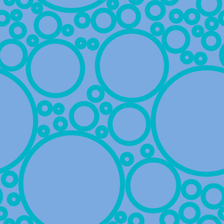 bubbles, circles, sponge, big, medium, small, 17 pixel line width, Iris Blue and Jordy Blue circles bubbles sponge soap seamless tileable