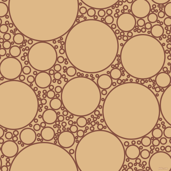 bubbles, circles, sponge, big, medium, small, 5 pixel line width, Ironstone and Burly Wood circles bubbles sponge soap seamless tileable