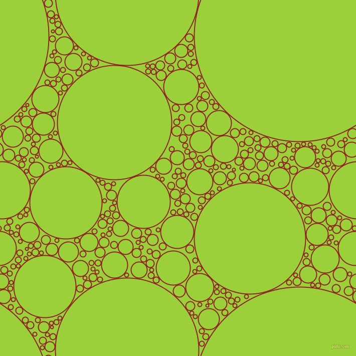 bubbles, circles, sponge, big, medium, small, 2 pixel line width, Mandarian Orange and Atlantis circles bubbles sponge soap seamless tileable