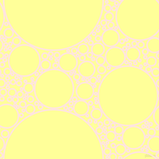 bubbles, circles, sponge, big, medium, small, 5 pixel line width, Misty Rose and Canary circles bubbles sponge soap seamless tileable