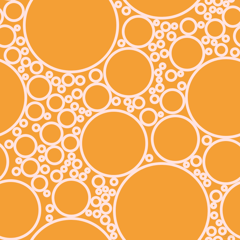 bubbles, circles, sponge, big, medium, small, 9 pixel line width, Misty Rose and Yellow Sea circles bubbles sponge soap seamless tileable