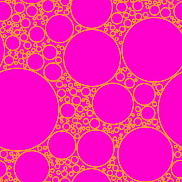 bubbles, circles, sponge, big, medium, small, 5 pixel line width, Neon Carrot and Hot Magenta circles bubbles sponge soap seamless tileable