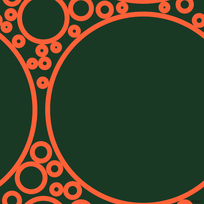 bubbles, circles, sponge, big, medium, small, 17 pixel line width, Outrageous Orange and Deep Fir circles bubbles sponge soap seamless tileable