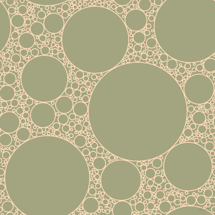 bubbles, circles, sponge, big, medium, small, 3 pixel line width, Peach Puff and Locust circles bubbles sponge soap seamless tileable