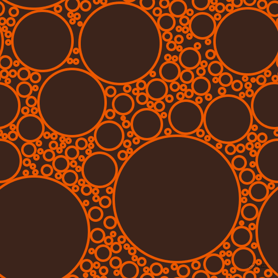 bubbles, circles, sponge, big, medium, small, 5 pixel line width, Persimmon and Brown Pod circles bubbles sponge soap seamless tileable