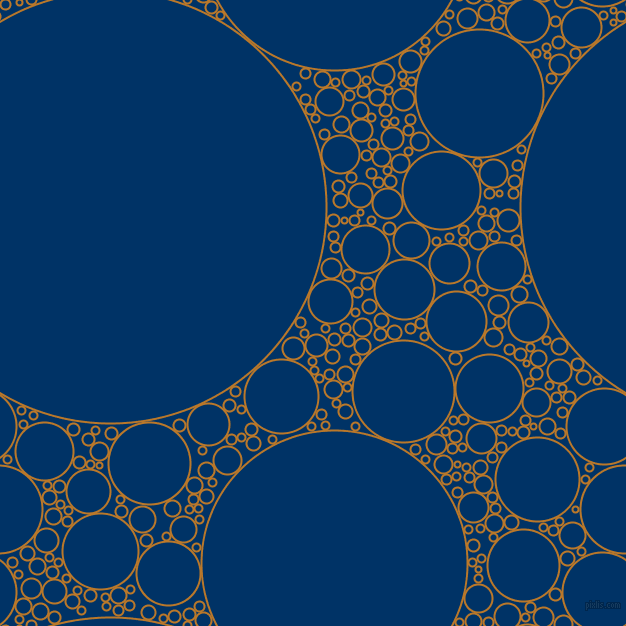 bubbles, circles, sponge, big, medium, small, 2 pixel line width, Pirate Gold and Prussian Blue circles bubbles sponge soap seamless tileable