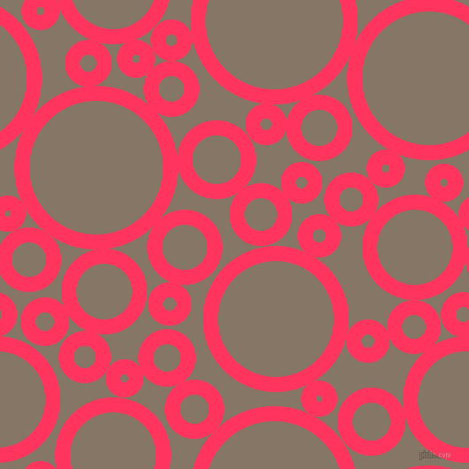 bubbles, circles, sponge, big, medium, small, 17 pixel line width, Radical Red and Sand Dune circles bubbles sponge soap seamless tileable