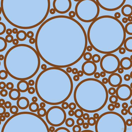bubbles, circles, sponge, big, medium, small, 9 pixel line width, Russet and Pale Cornflower Blue circles bubbles sponge soap seamless tileable