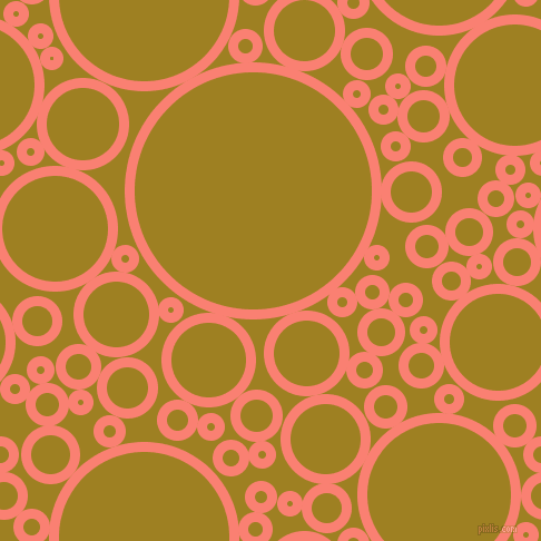 bubbles, circles, sponge, big, medium, small, 9 pixel line width, Salmon and Hacienda circles bubbles sponge soap seamless tileable