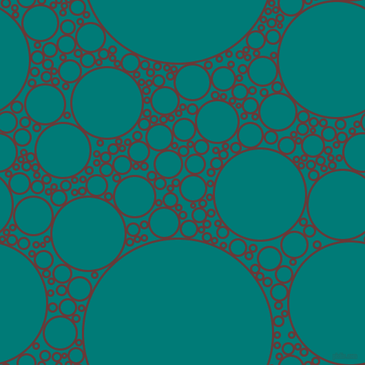 bubbles, circles, sponge, big, medium, small, 3 pixel line width, Sanguine Brown and Surfie Green circles bubbles sponge soap seamless tileable