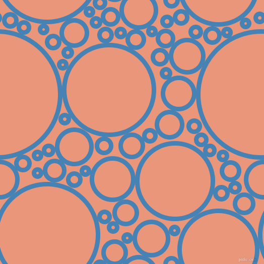 bubbles, circles, sponge, big, medium, small, 9 pixel line width, Steel Blue and Dark Salmon circles bubbles sponge soap seamless tileable