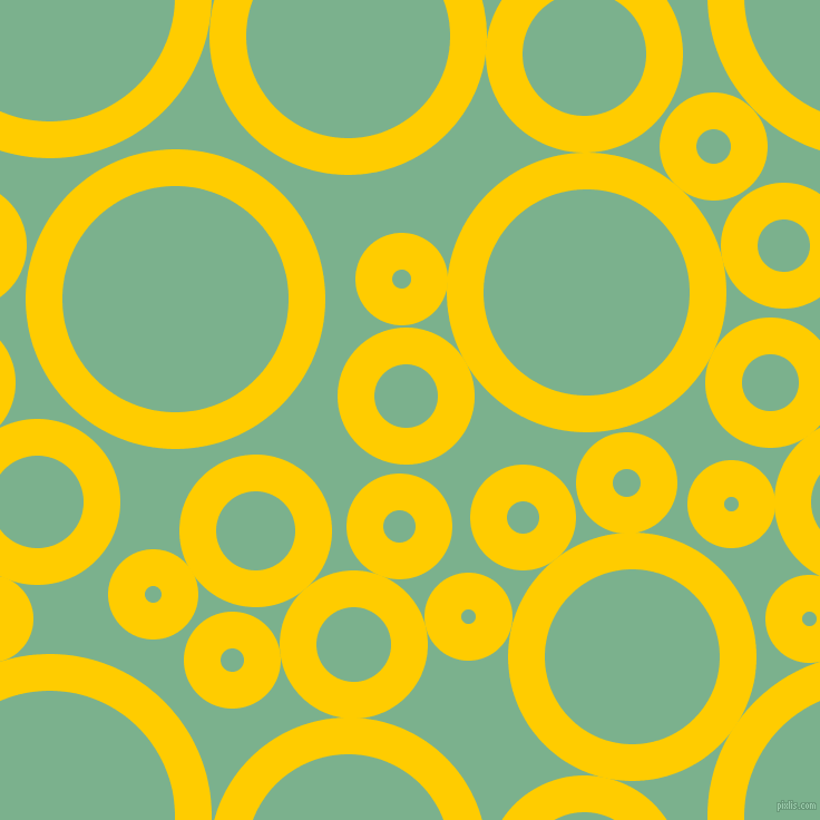 bubbles, circles, sponge, big, medium, small, 33 pixel line width, Tangerine Yellow and Bay Leaf circles bubbles sponge soap seamless tileable