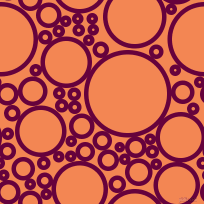 bubbles, circles, sponge, big, medium, small, 9 pixel line width, Tyrian Purple and Crusta circles bubbles sponge soap seamless tileable