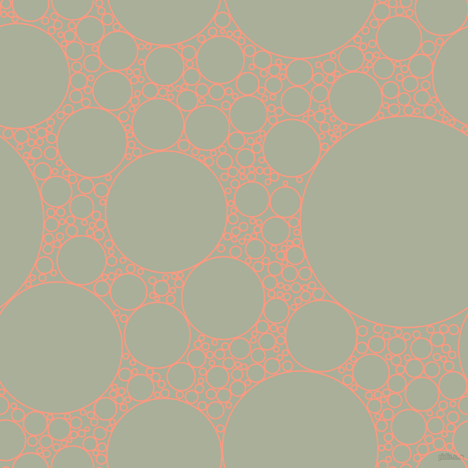 bubbles, circles, sponge, big, medium, small, 2 pixel line width, Vivid Tangerine and Green Spring circles bubbles sponge soap seamless tileable