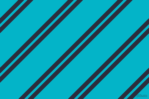 45 degree angle dual stripes line, 14 pixel line width, 8 and 82 pixel line spacing, Black Rock and Iris Blue dual two line striped seamless tileable