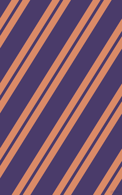 58 degree angle dual stripe lines, 23 pixel lines width, 10 and 65 pixel line spacing, Copper and Meteorite dual two line striped seamless tileable