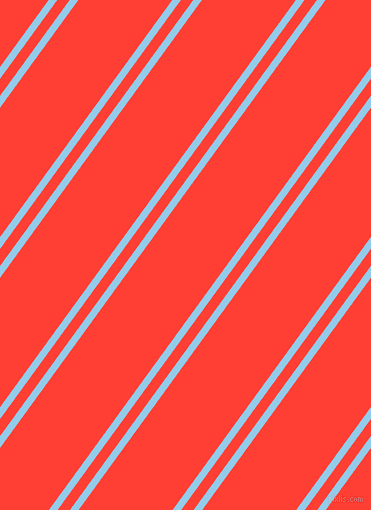 54 degree angles dual striped lines, 7 pixel lines width, 10 and 76 pixels line spacing, Cornflower and Red Orange dual two line striped seamless tileable