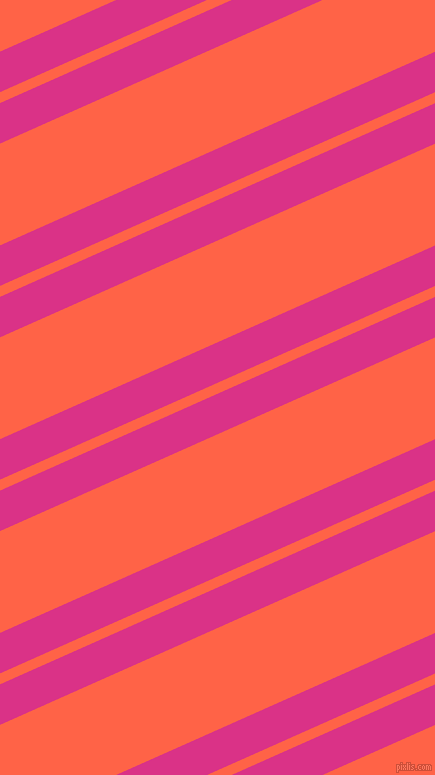 24 degree angles dual stripes lines, 37 pixel lines width, 10 and 93 pixels line spacing, Deep Cerise and Tomato dual two line striped seamless tileable