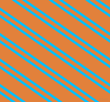 145 degree angle dual stripes line, 10 pixel line width, 14 and 53 pixel line spacing, Deep Sky Blue and Tree Poppy dual two line striped seamless tileable