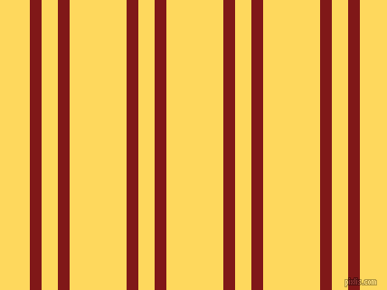 vertical dual line stripes, 13 pixel line width, 18 and 63 pixels line spacing, Falu Red and Dandelion dual two line striped seamless tileable