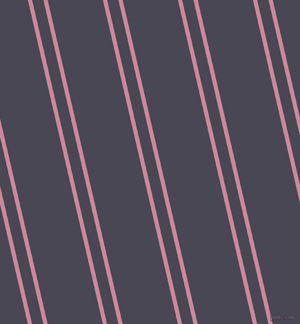 103 degree angles dual stripes lines, 6 pixel lines width, 16 and 78 pixels line spacing, Puce and Gun Powder dual two line striped seamless tileable