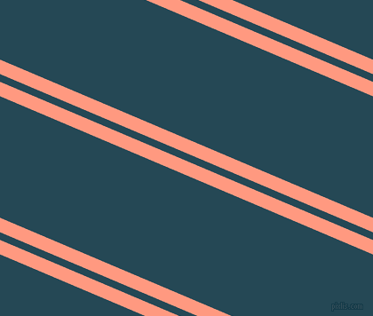 157 degree angles dual striped line, 15 pixel line width, 8 and 126 pixels line spacing, Vivid Tangerine and Teal Blue dual two line striped seamless tileable