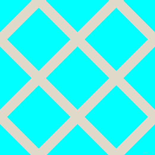 45/135 degree angle diagonal checkered chequered lines, 34 pixel line width, 151 pixel square size, Albescent White and Aqua plaid checkered seamless tileable