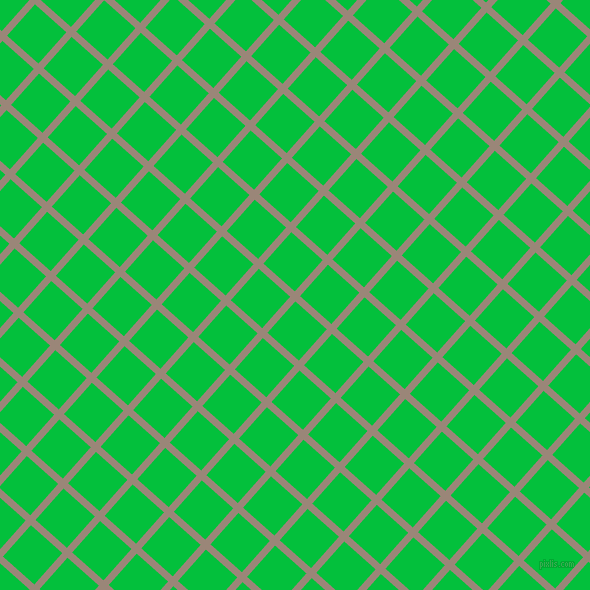 48/138 degree angle diagonal checkered chequered lines, 7 pixel lines width, 42 pixel square size, Almond Frost and Dark Pastel Green plaid checkered seamless tileable