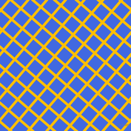 49/139 degree angle diagonal checkered chequered lines, 9 pixel line width, 40 pixel square size, Amber and Royal Blue plaid checkered seamless tileable