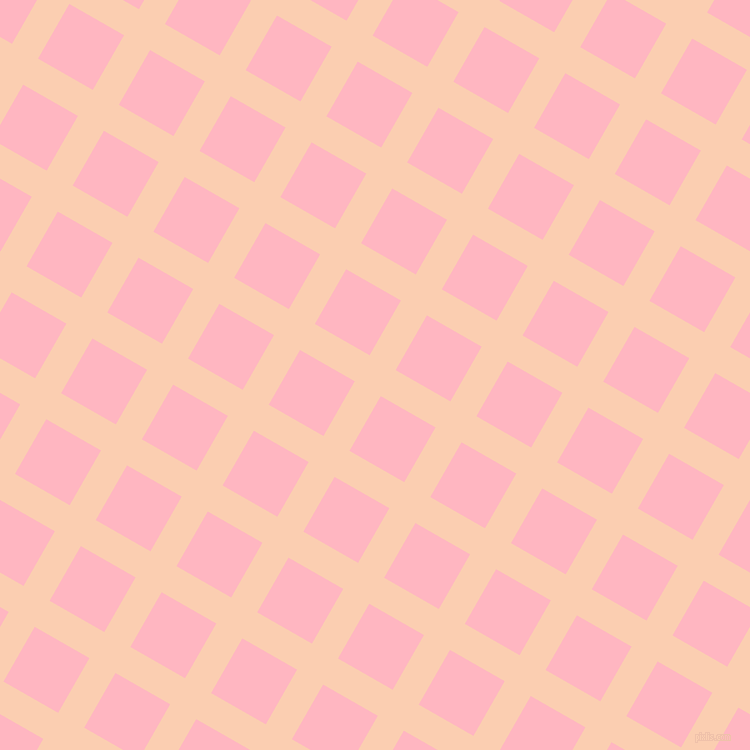 60/150 degree angle diagonal checkered chequered lines, 30 pixel lines width, 63 pixel square size, Apricot and Light Pink plaid checkered seamless tileable