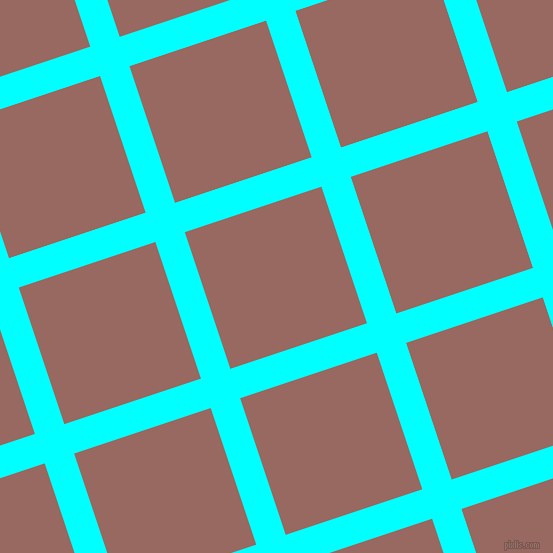 18/108 degree angle diagonal checkered chequered lines, 31 pixel lines width, 144 pixel square size, Aqua and Dark Chestnut plaid checkered seamless tileable