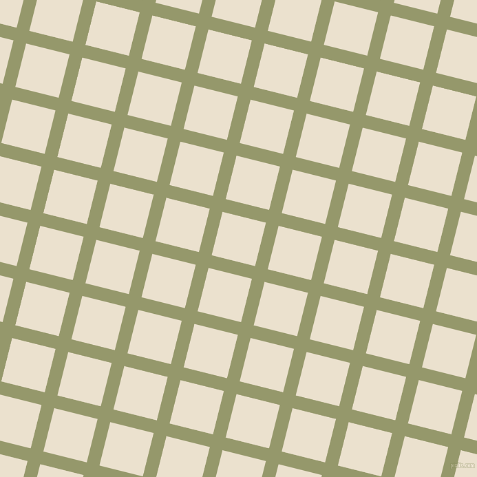 76/166 degree angle diagonal checkered chequered lines, 19 pixel line width, 65 pixel square size, Avocado and Bleach White plaid checkered seamless tileable