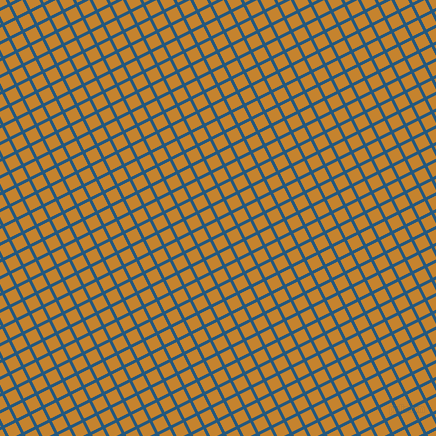 27/117 degree angle diagonal checkered chequered lines, 3 pixel lines width, 12 pixel square size, Bahama Blue and Geebung plaid checkered seamless tileable