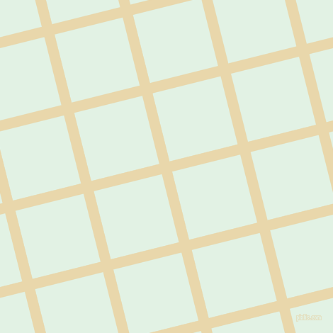 14/104 degree angle diagonal checkered chequered lines, 15 pixel lines width, 99 pixel square size, Beeswax and Frosted Mint plaid checkered seamless tileable